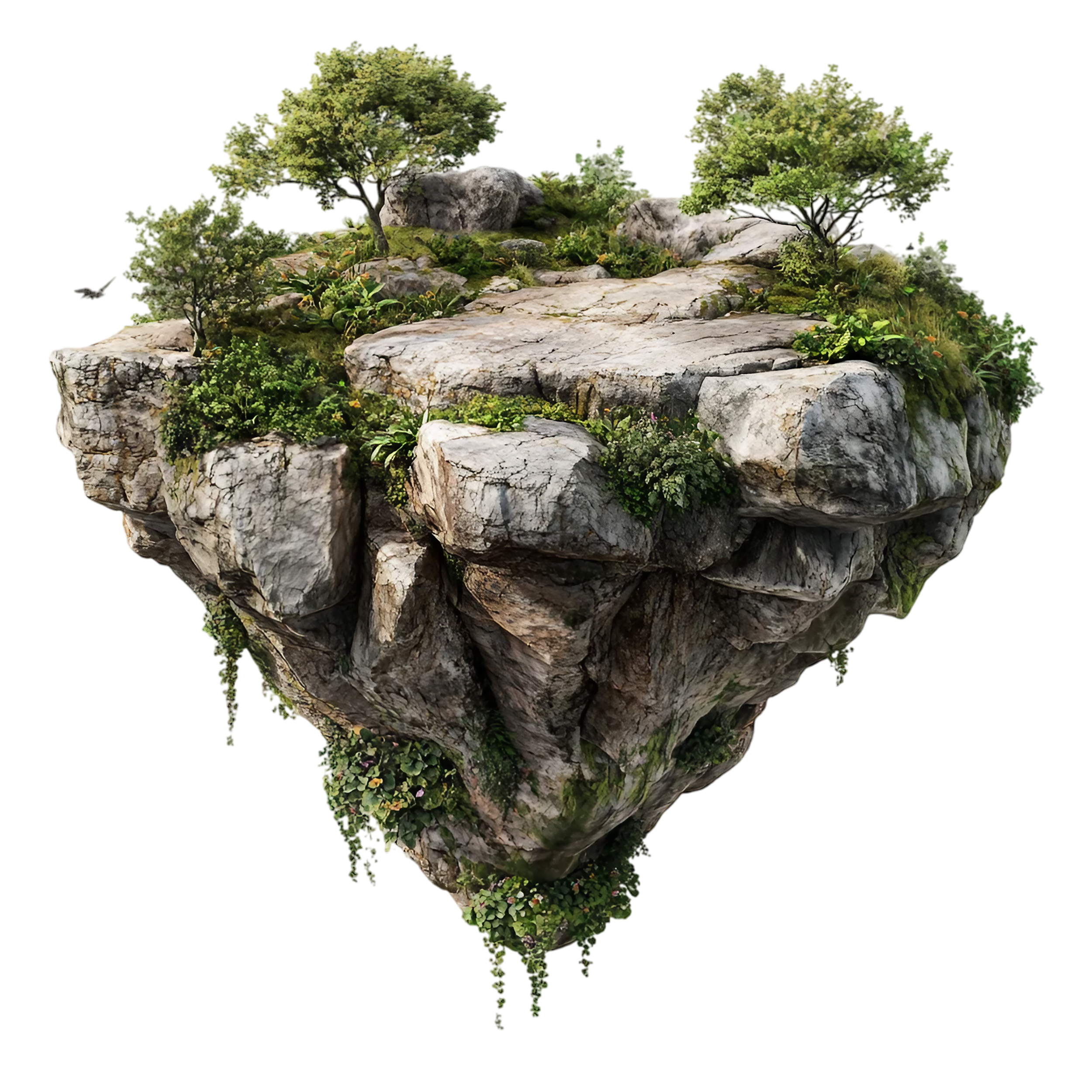 A floating rock for TTRPG world-building.